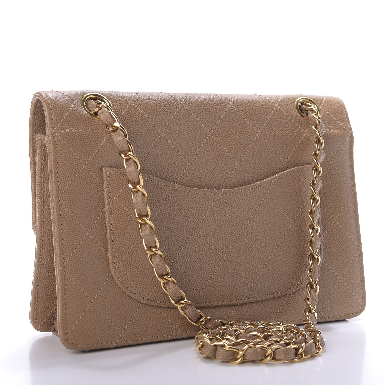 Chanel Caviar Stitch Small Single Flap Beige 3 of 10