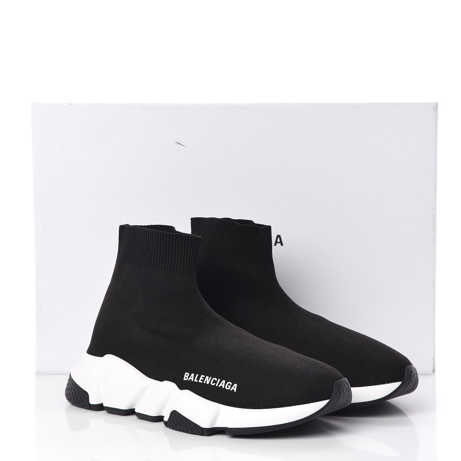 Balenciaga Neoprene Knit Womens Speed Sneakers 37 Black White 7 of 7