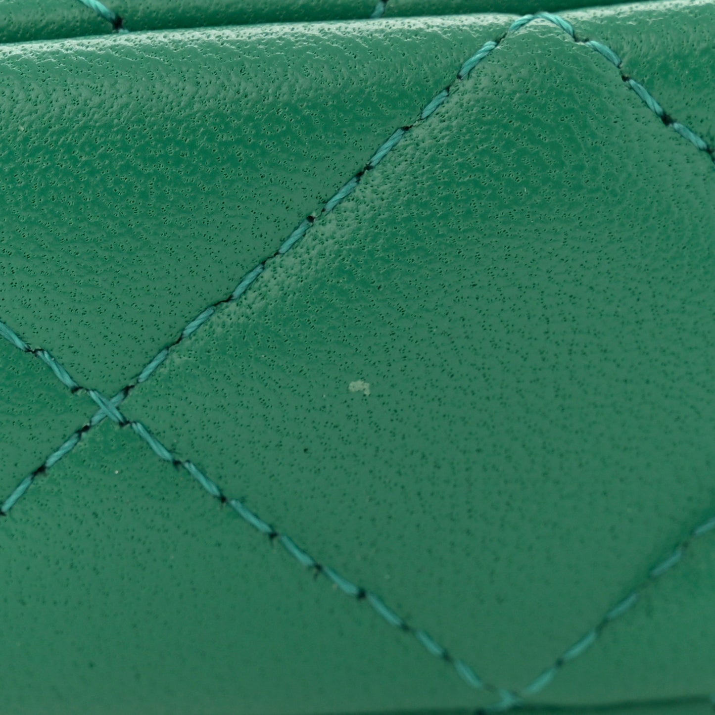 Lambskin Quilted Flap Phone Holder With Chain Green