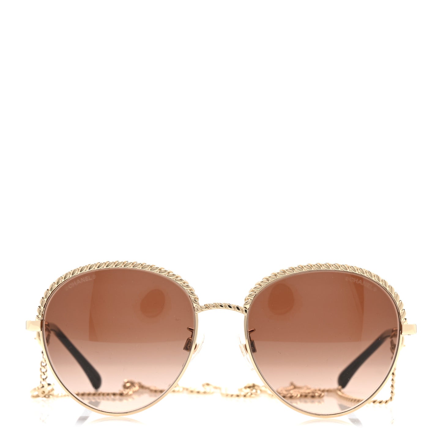 Metal Chain Round Pantos Sunglasses 4242 Brown