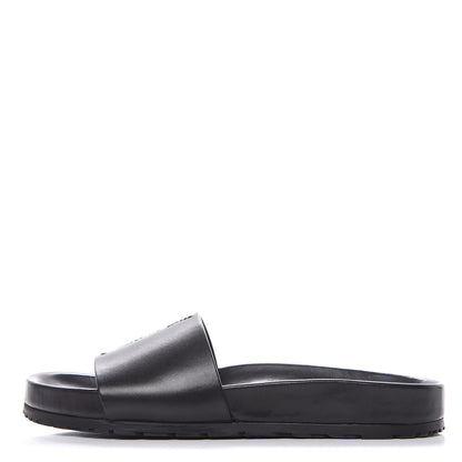 Saint Laurent Calfskin Monogram Jimmy Joan Slide Sandals 37 Black 1 of 12