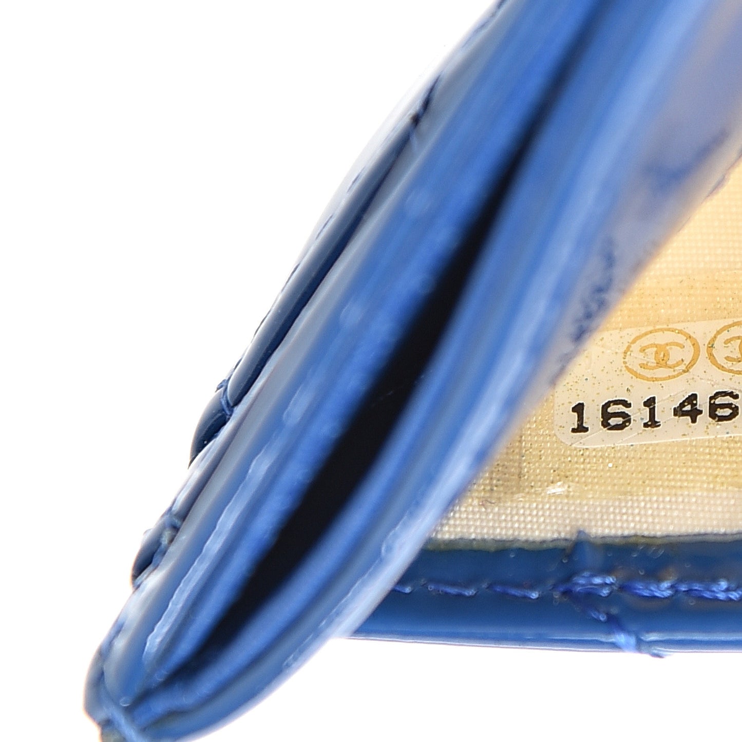 Patent Quilted Card Holder Blue