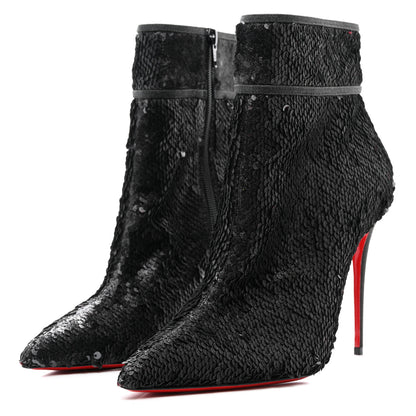 Christian Louboutin Calfskin Glitter Paillete Moulakate 100 Ankle Boot 35.5 Charbon 3 of 8