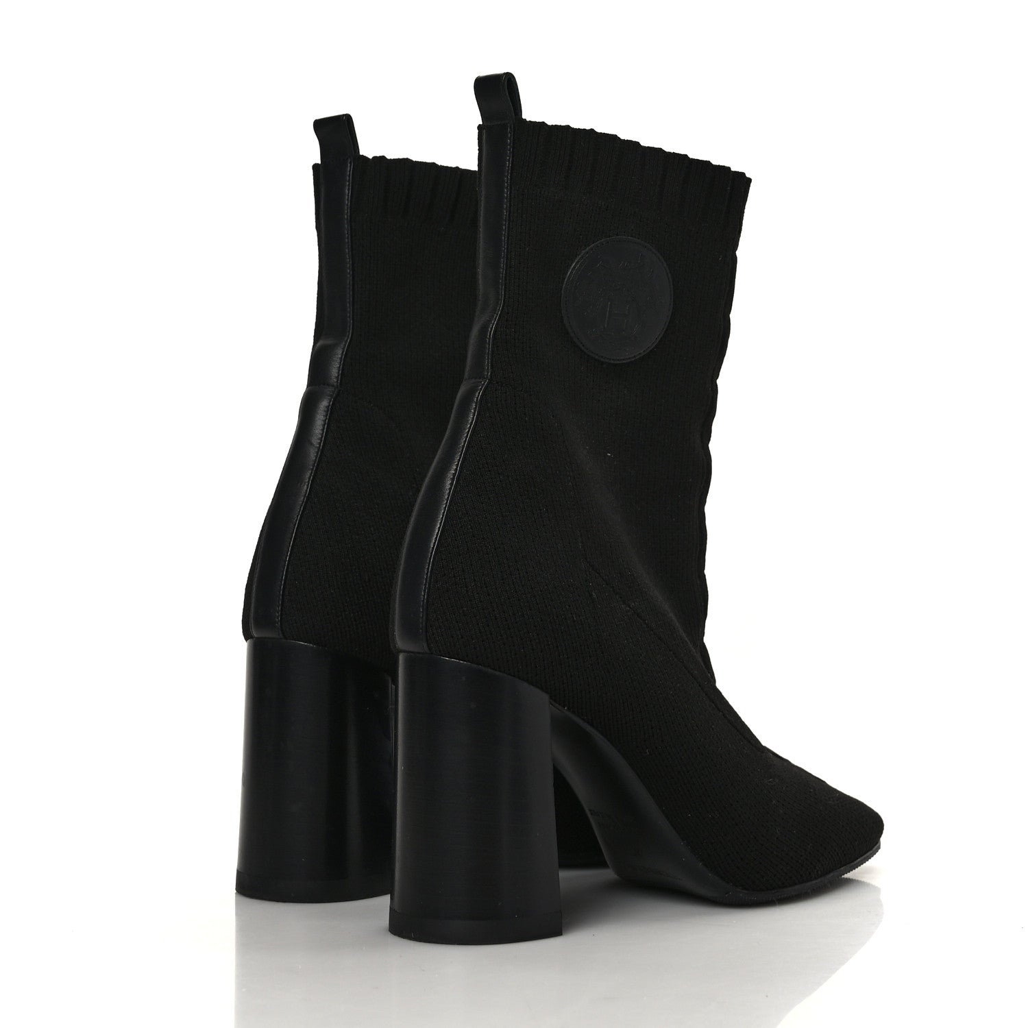 Hermes Knit Calfskin Volver 90 Ankle Boots 37 Black 4 of 7