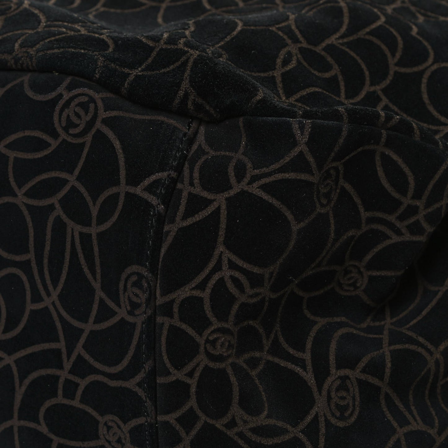 Suede Camellia Hobo Bag Black