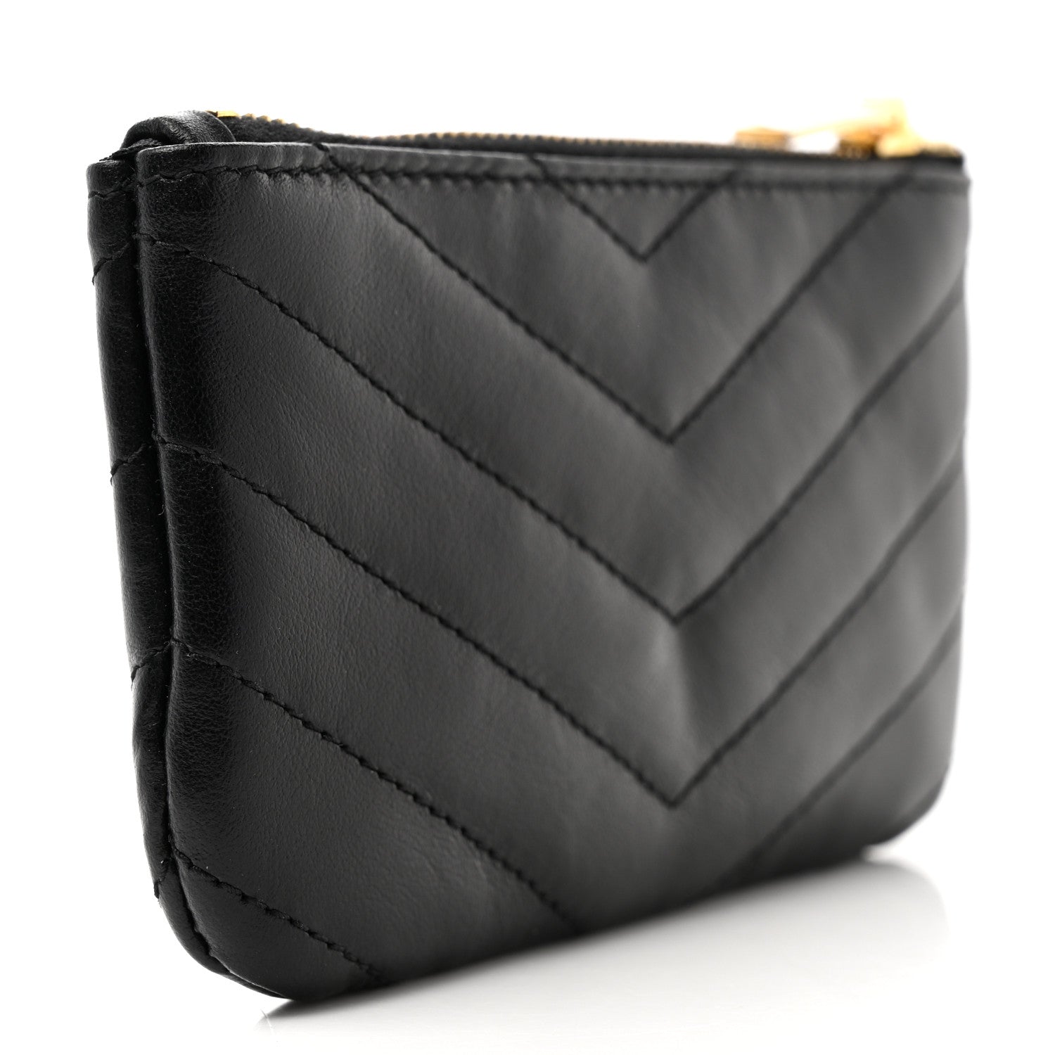 Saint Laurent Calfskin Matelasse Monogram Key Pouch Black 3 of 7