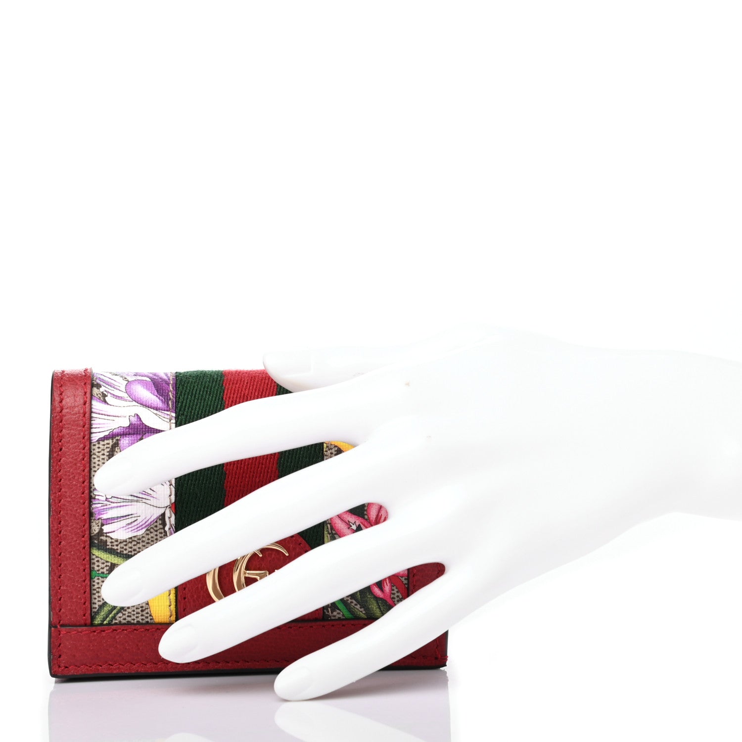 Gucci GG Supreme Monogram Flora Web Ophidia Card Case Red 2 of 6