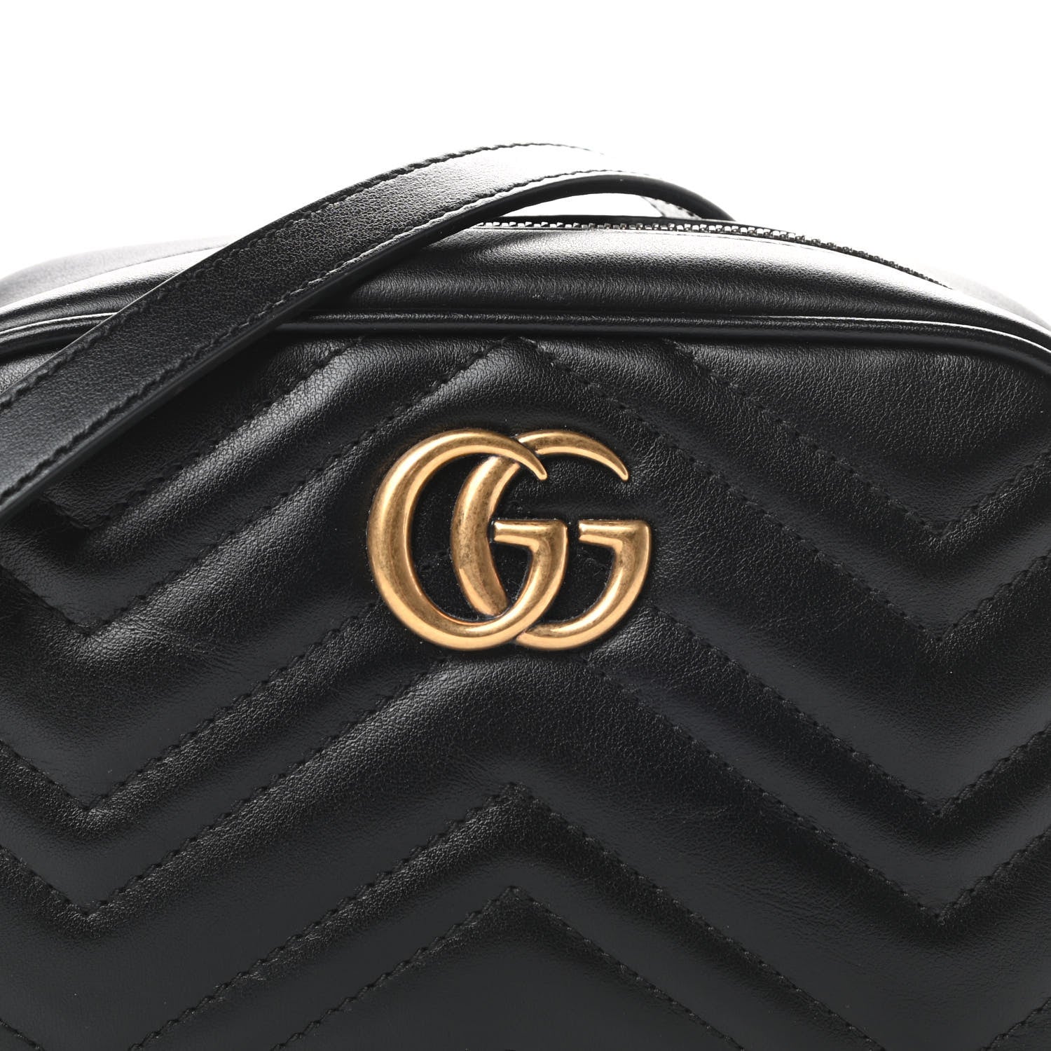 Gucci Calfskin Matelasse Mini GG Marmont Chain Shoulder Bag Black 8 of 12