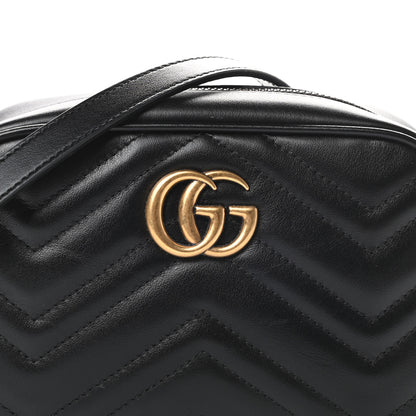 Gucci Calfskin Matelasse Mini GG Marmont Chain Shoulder Bag Black 8 of 12