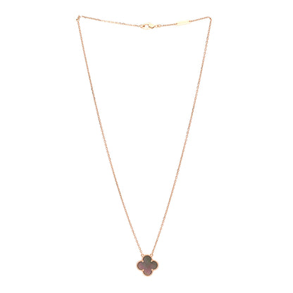 Van Cleef & Arpels 18K Rose Gold Gray Mother of Pearl Vintage Alhambra Pendant Necklace 3 of 5