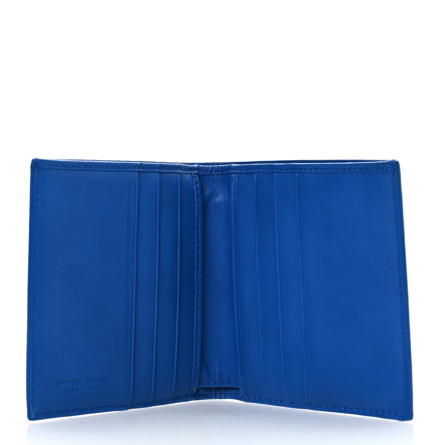 Nappa Intrecciato Bi-Fold Wallet Blue