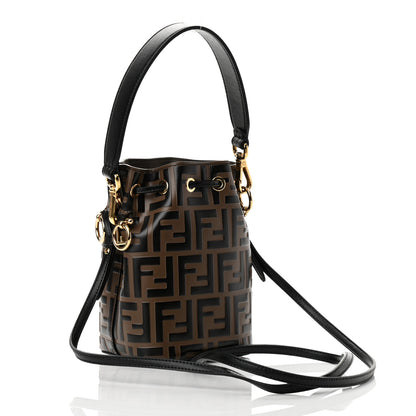 Fendi Vitello Liberty F is Fendi Bi-Color FF 1974 Embossed Mini Mon Tresor Bucket Bag Maya Black 4 of 13
