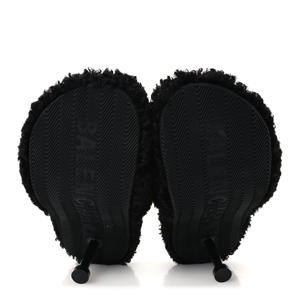 Balenciaga Faux Shearling Political Campaign Logo 80mm Sandals 37 Black 6 of 8