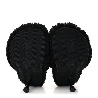 Balenciaga Faux Shearling Political Campaign Logo 80mm Sandals 37 Black 6 of 8