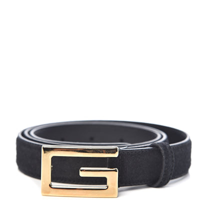 Gucci Suede Icaro G Cube 25mm Belt 95 38 Black 1 of 6