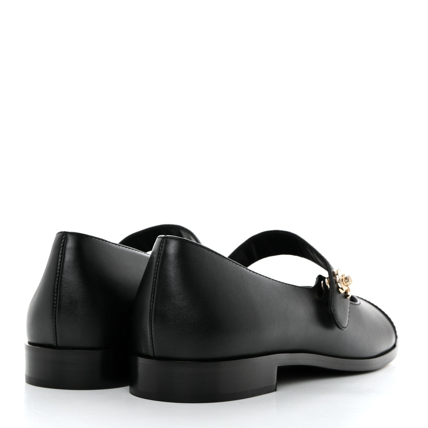 Calfskin Patent Mary Janes Flats 39 Black