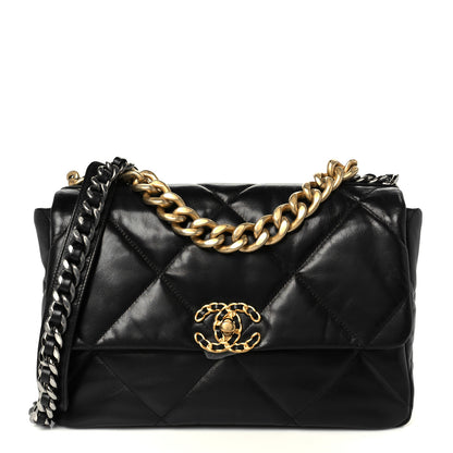Chanel Goatskin Quilted Large Chanel 19 Flap Black 1 of 11