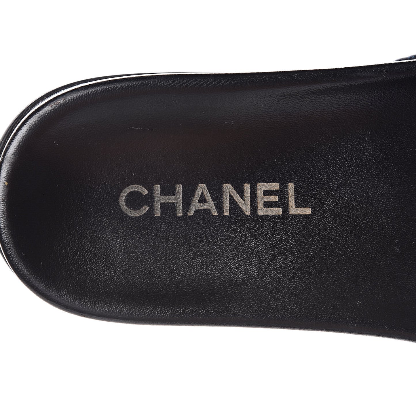 Lambskin Chain Flat Sandals 37 Dark Blue
