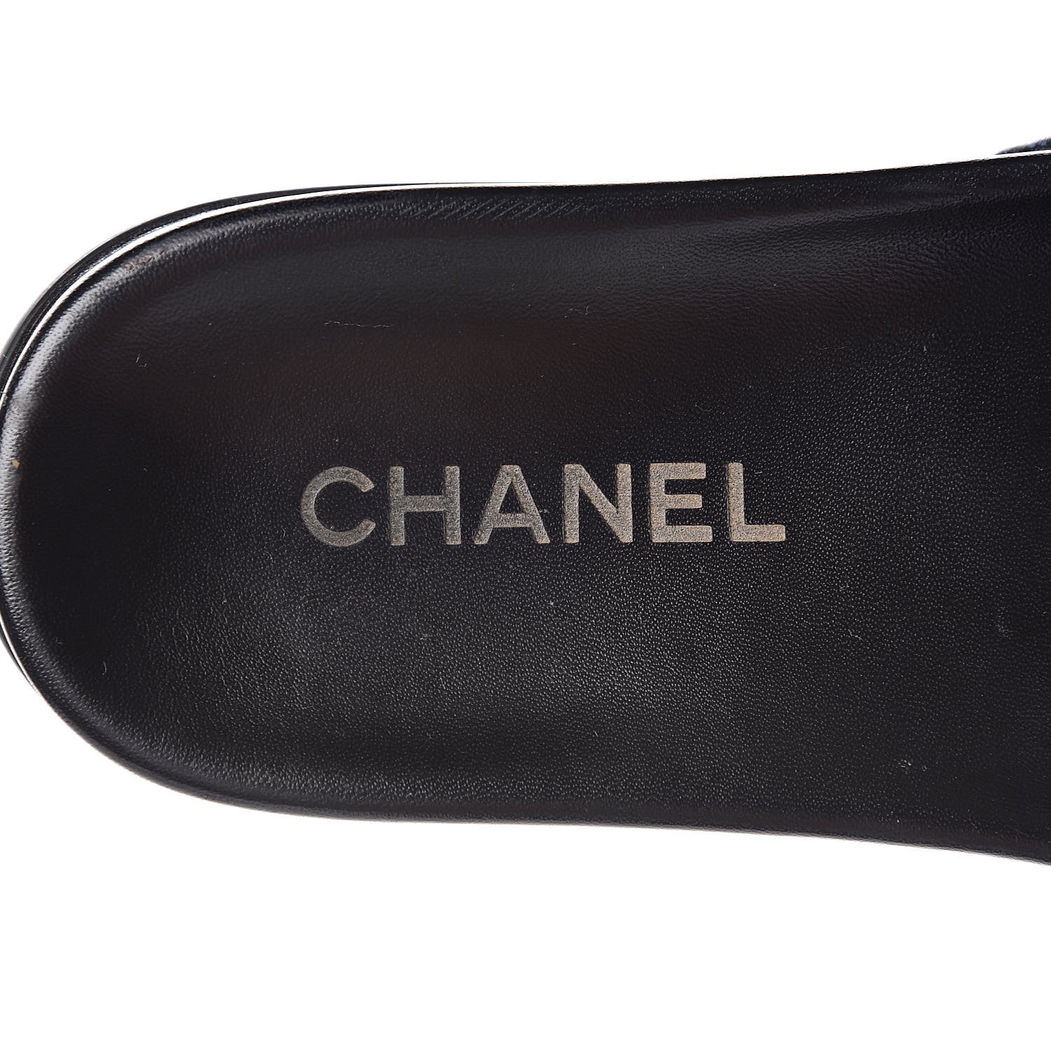 Chanel Lambskin Chain Flat Sandals 37 Dark Blue 9 of 11
