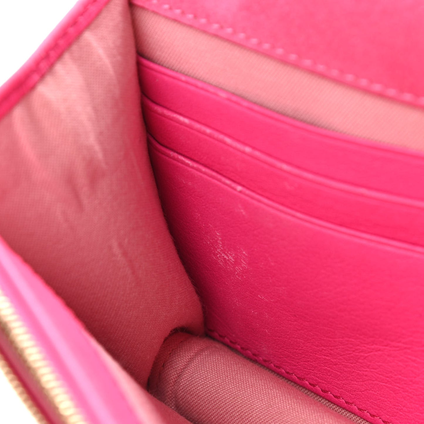 Vitello Flamingo Tube Wallet on Chain Fuchsia