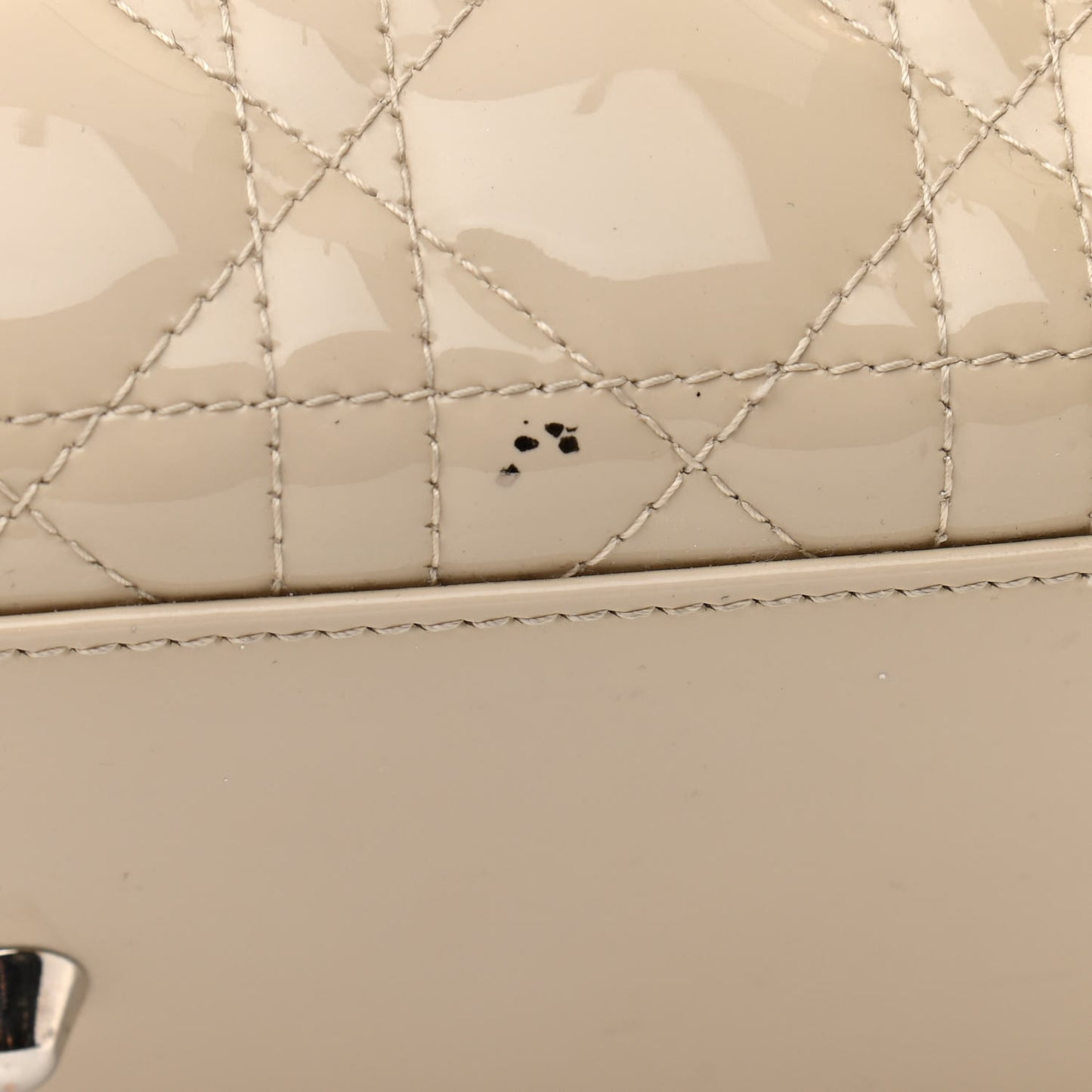 Patent Cannage Large Lady Dior Beige
