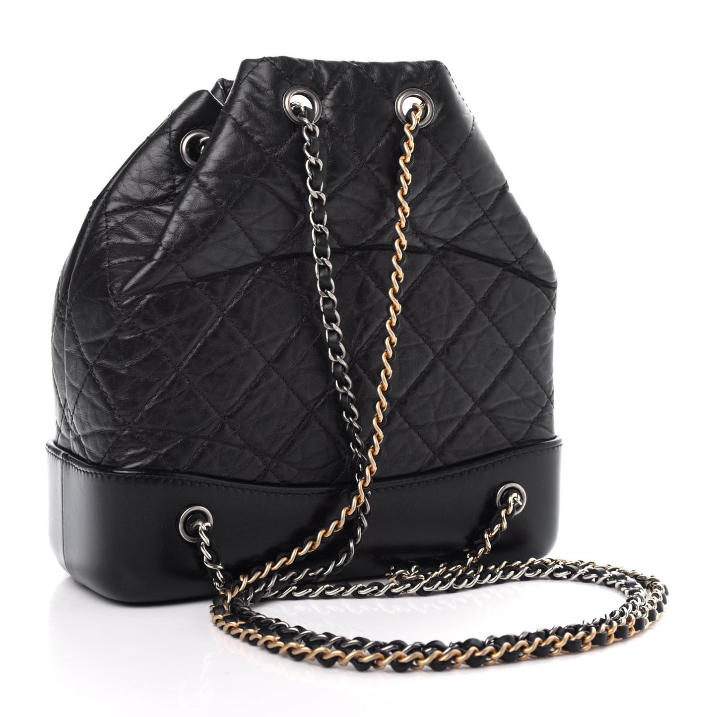 Aged Calfskin Quilted Small Gabrielle Backpack Black