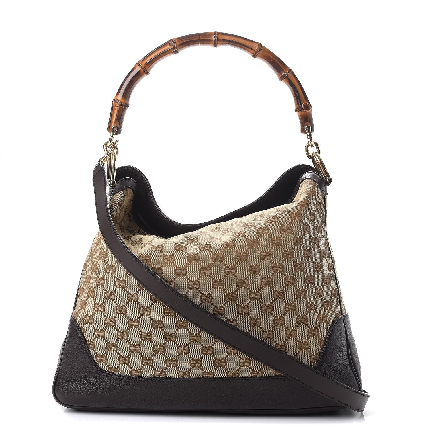 Gucci Monogram Medium Diana Bamboo Shoulder Bag Dark Brown 1 of 10