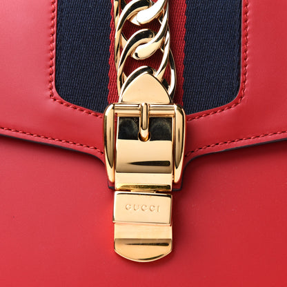Gucci Calfskin Medium Sylvie Top Handle Bag Hibiscus Red 8 of 10