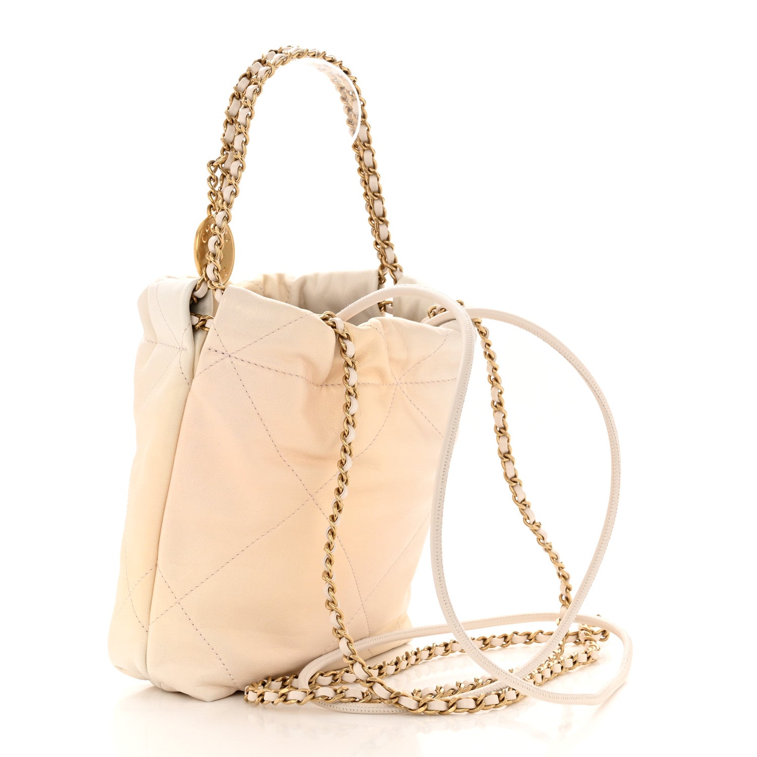 Chanel Pearly Shaded Calfskin Quilted Mini Chanel 22 Ecru Golden 4 of 11