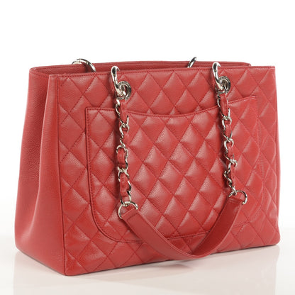 Chanel Caviar Quilted Grand Shopping Tote GST Red 3 of 7