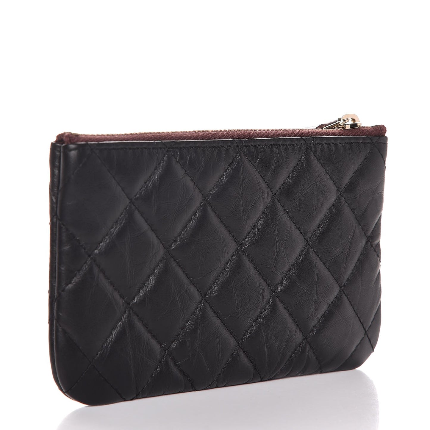 Aged Calfskin Quilted Small Reissue Cosmetic Case Black