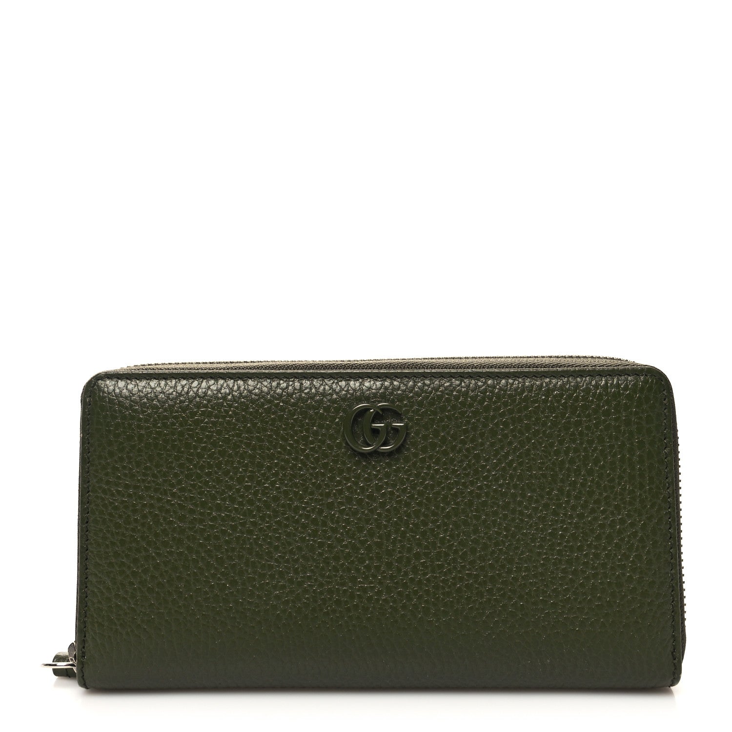 Gucci Dollar Calfskin Monochrome GG Marmont Zip Around Wallet Military Wood 1 of 9