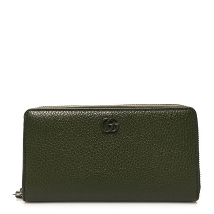 Gucci Dollar Calfskin Monochrome GG Marmont Zip Around Wallet Military Wood 1 of 9