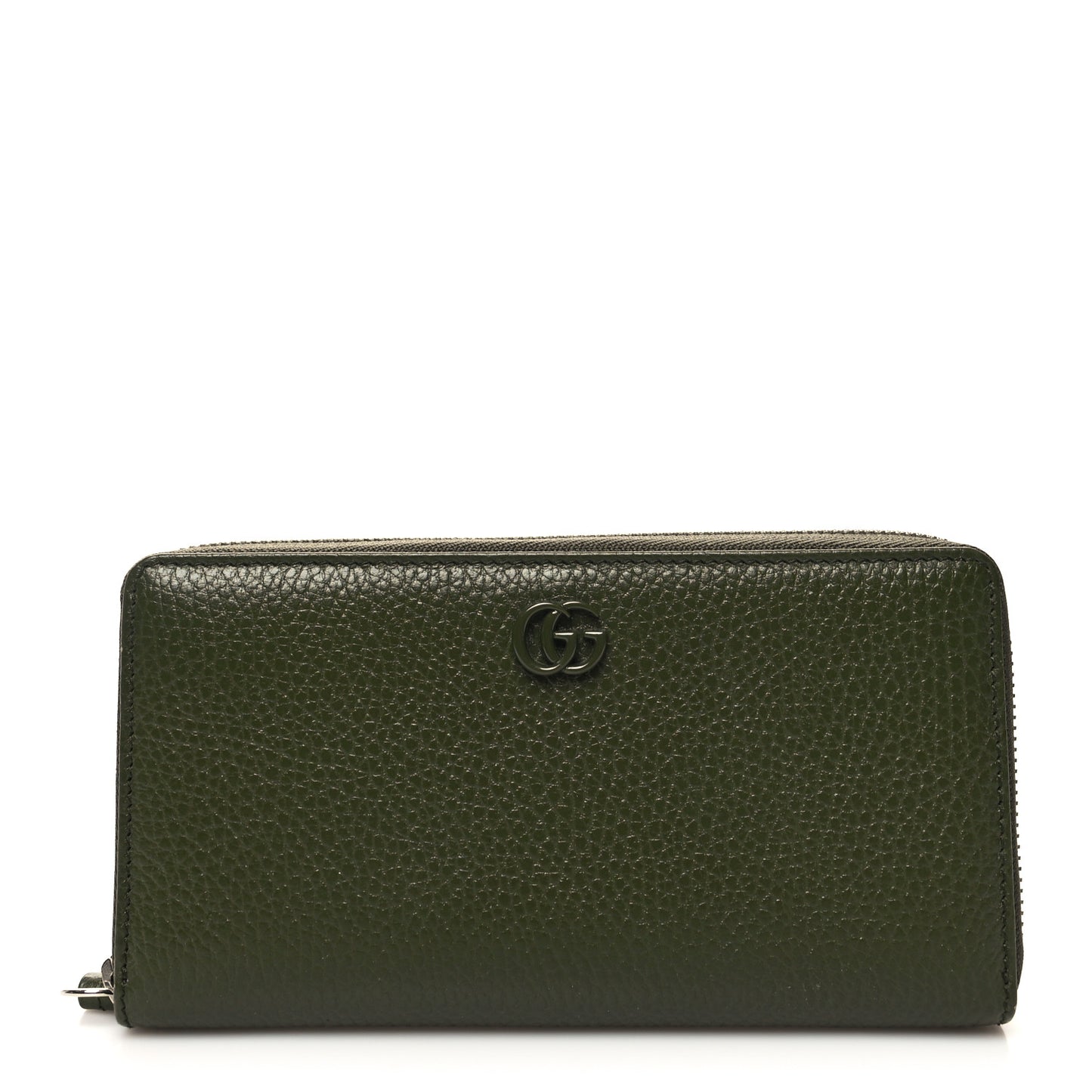 Dollar Calfskin Monochrome GG Marmont Zip Around Wallet Military Wood