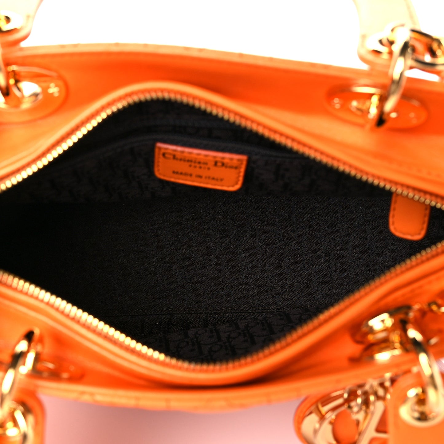 Lambskin Cannage Medium Lady Dior Orange