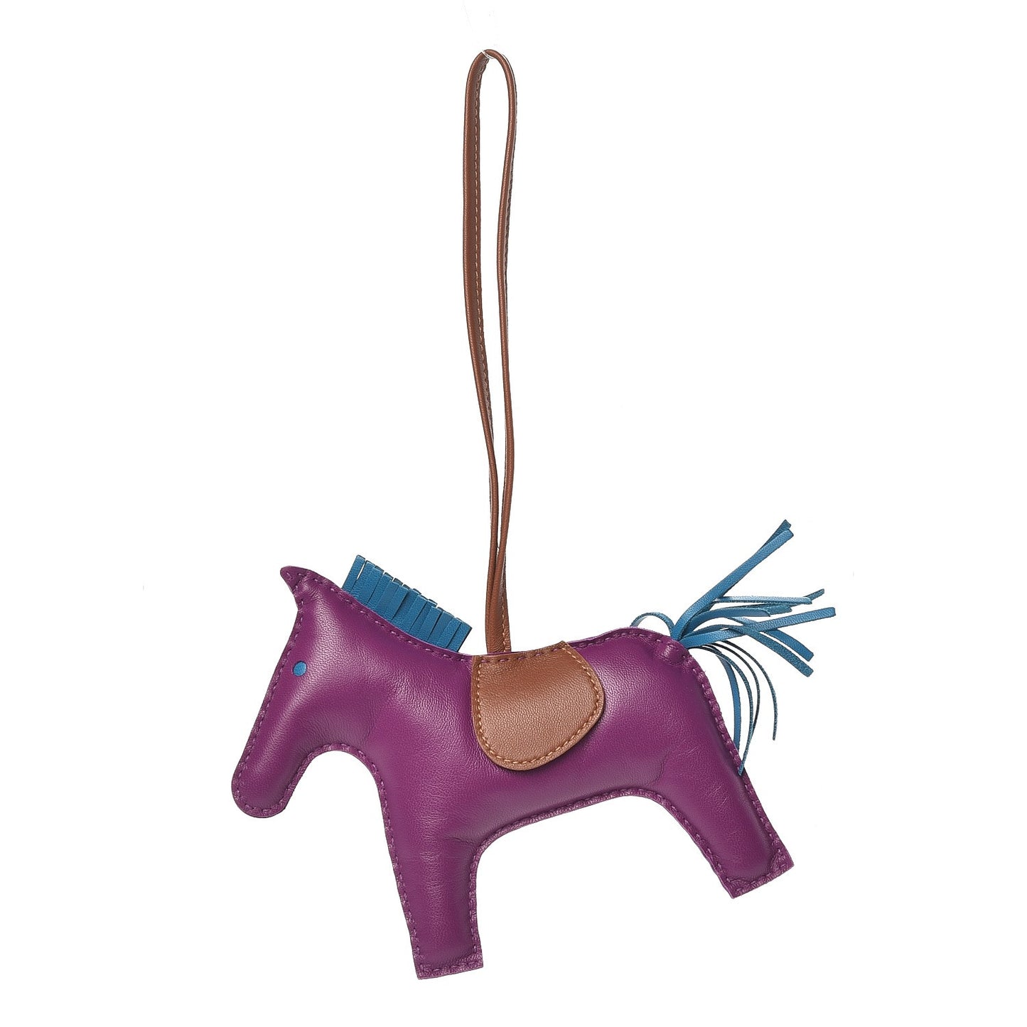 Milo Lambskin Grigri Rodeo Horse Bag Charm GM Anemone Bleu Izmir Fauve