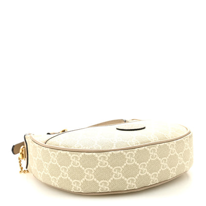 Gucci GG Supreme Monogram Textured Dollar Calfskin Mini Retro Interlocking G Half Moon Bag Beige Mystic White Oatmeal 4 of 12