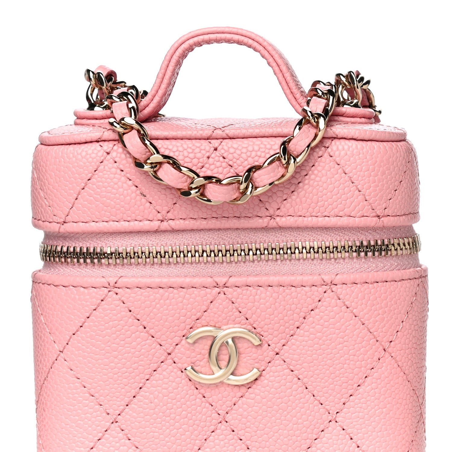 Chanel Caviar Quilted Small Handle With Care Vanity Case With Chain Pink 7 of 10