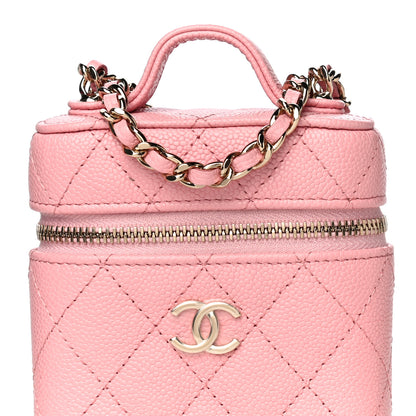 Chanel Caviar Quilted Small Handle With Care Vanity Case With Chain Pink 7 of 10