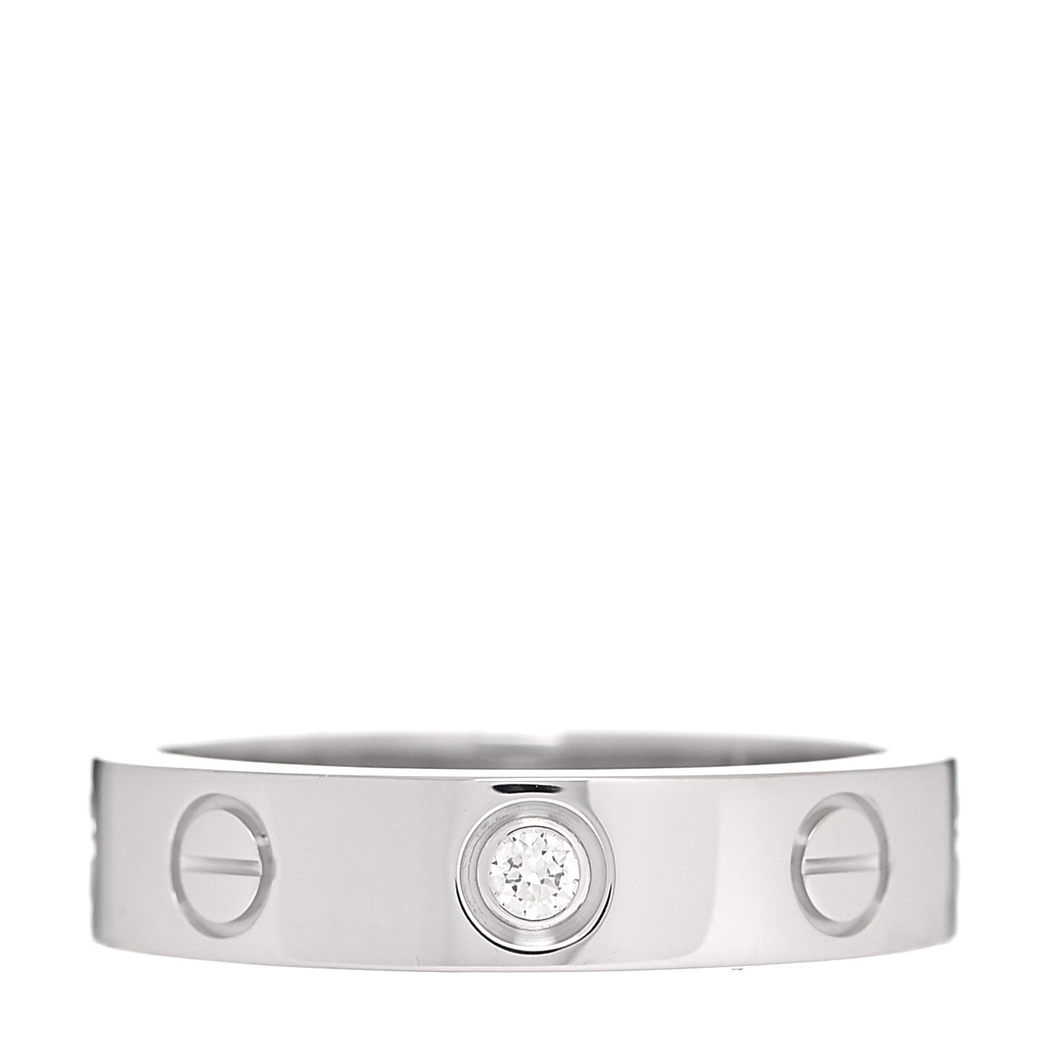 Cartier 18K White Gold Diamond 4mm LOVE Wedding Band Ring 47 4 2 of 8