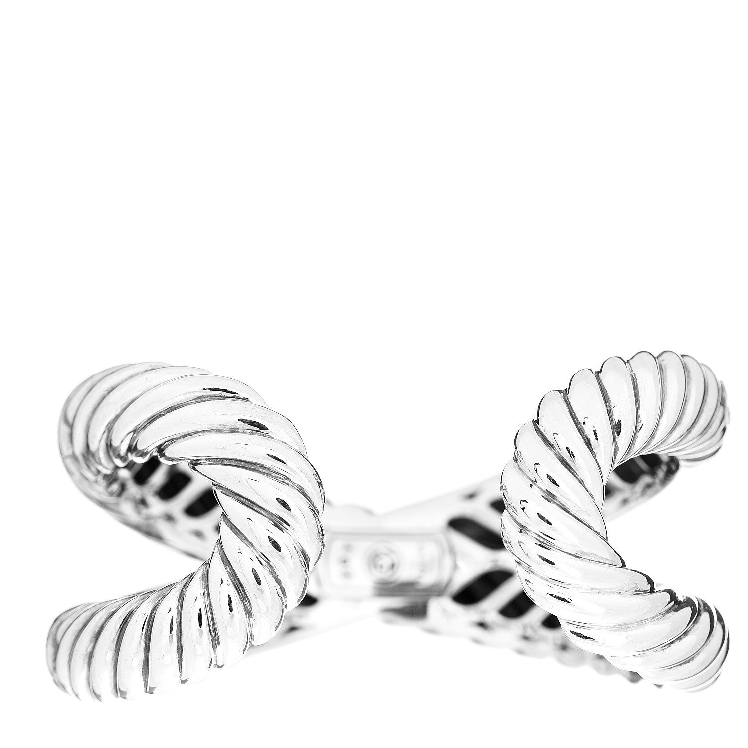 David Yurman Sterling Silver 18K White Gold Crossover Cuff Bracelet 2 of 3