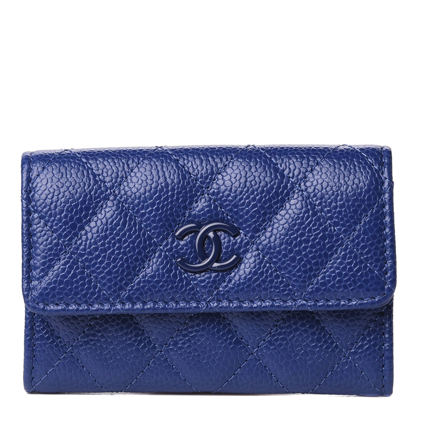 Caviar Quilted Incognito Flap Card Holder Blue