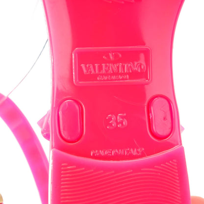 Valentino Garavani PVC Jelly Rockstud Ankle Strap Flat Sandals 35 Fuxia Fluo 6 of 9