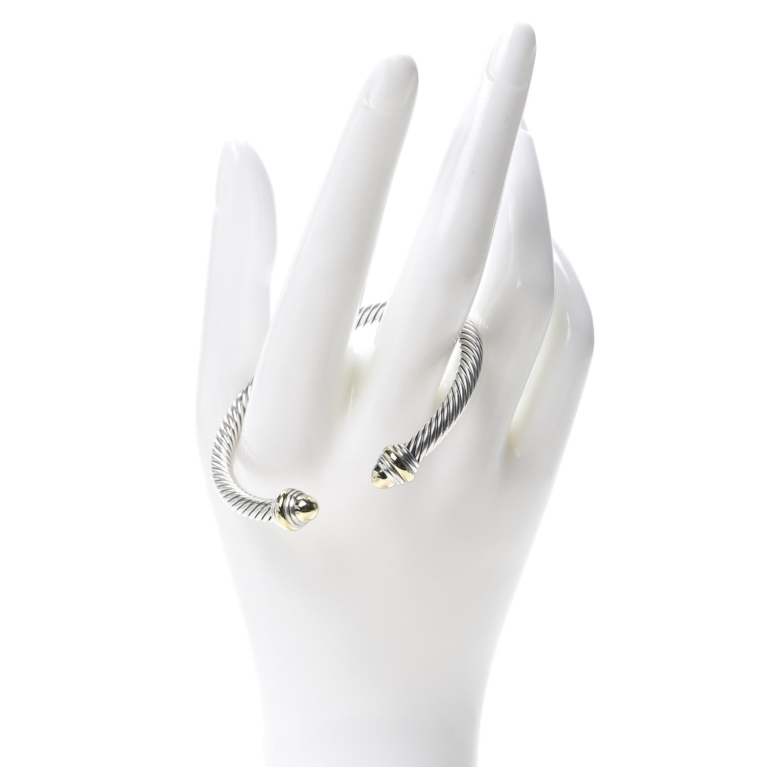 David Yurman Sterling Silver 14K Yellow Gold 5mm Cable Classics Dome Bracelet 2 of 5
