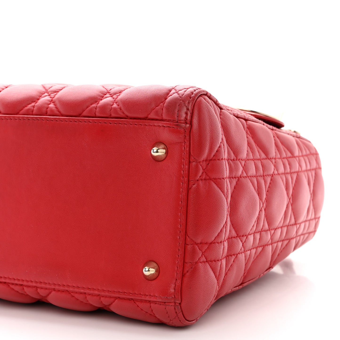 Lambskin Cannage Medium Lady Dior Red