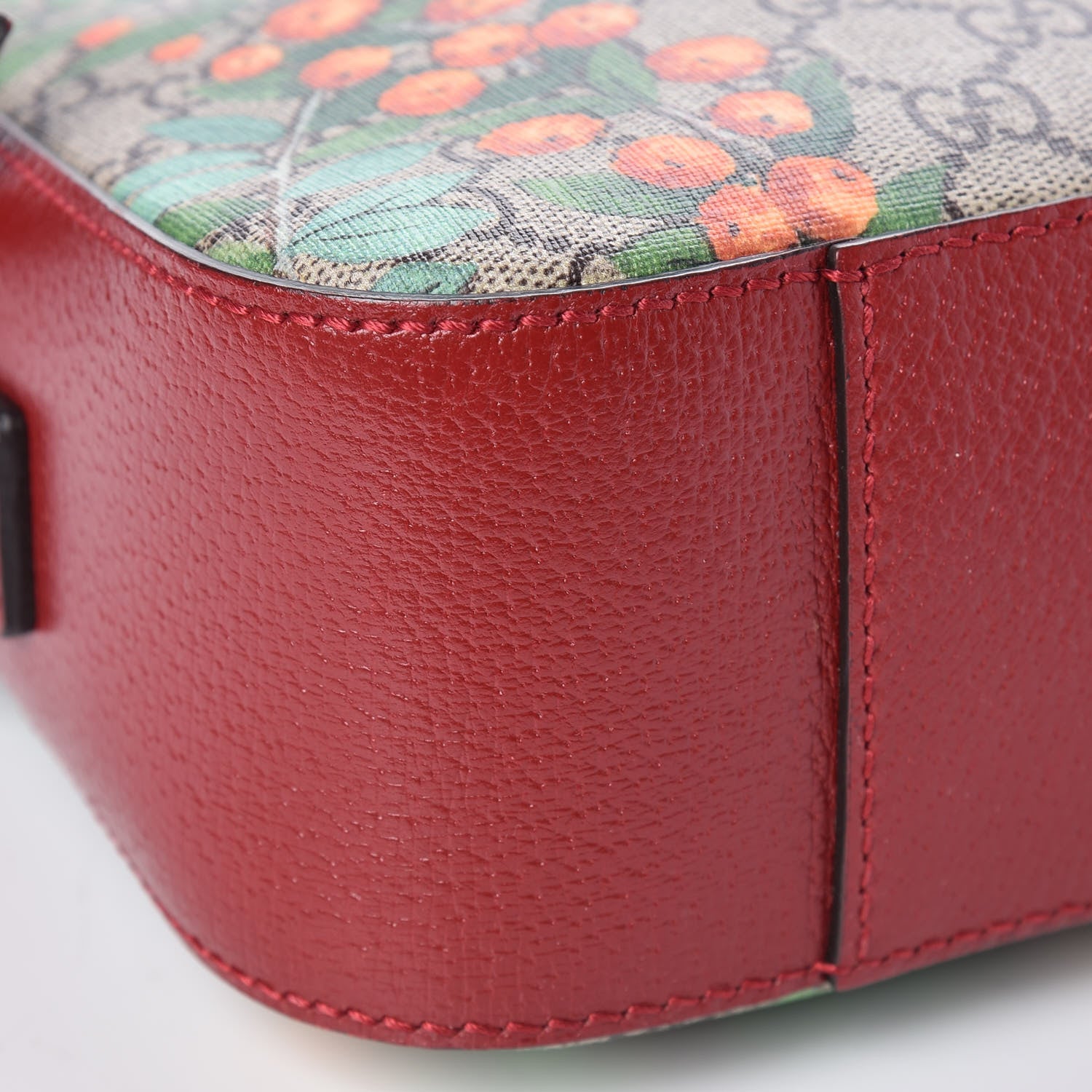 Gucci GG Supreme Monogram Tian Web Camera Bag Beige Multicolor Red 9 of 10