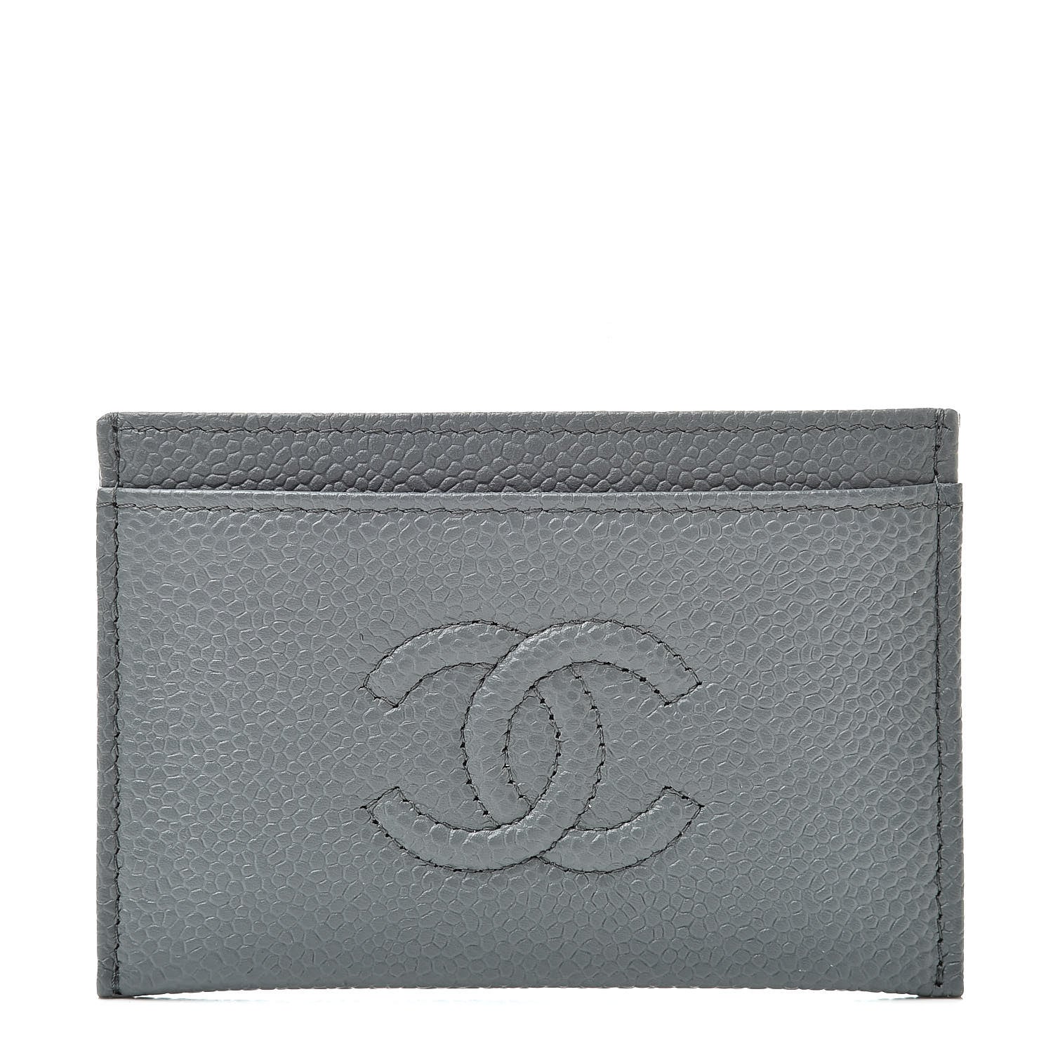 Chanel Caviar Timeless CC Card Holder Wallet Grey 1 of 10