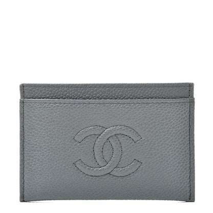 Chanel Caviar Timeless CC Card Holder Wallet Grey 1 of 10