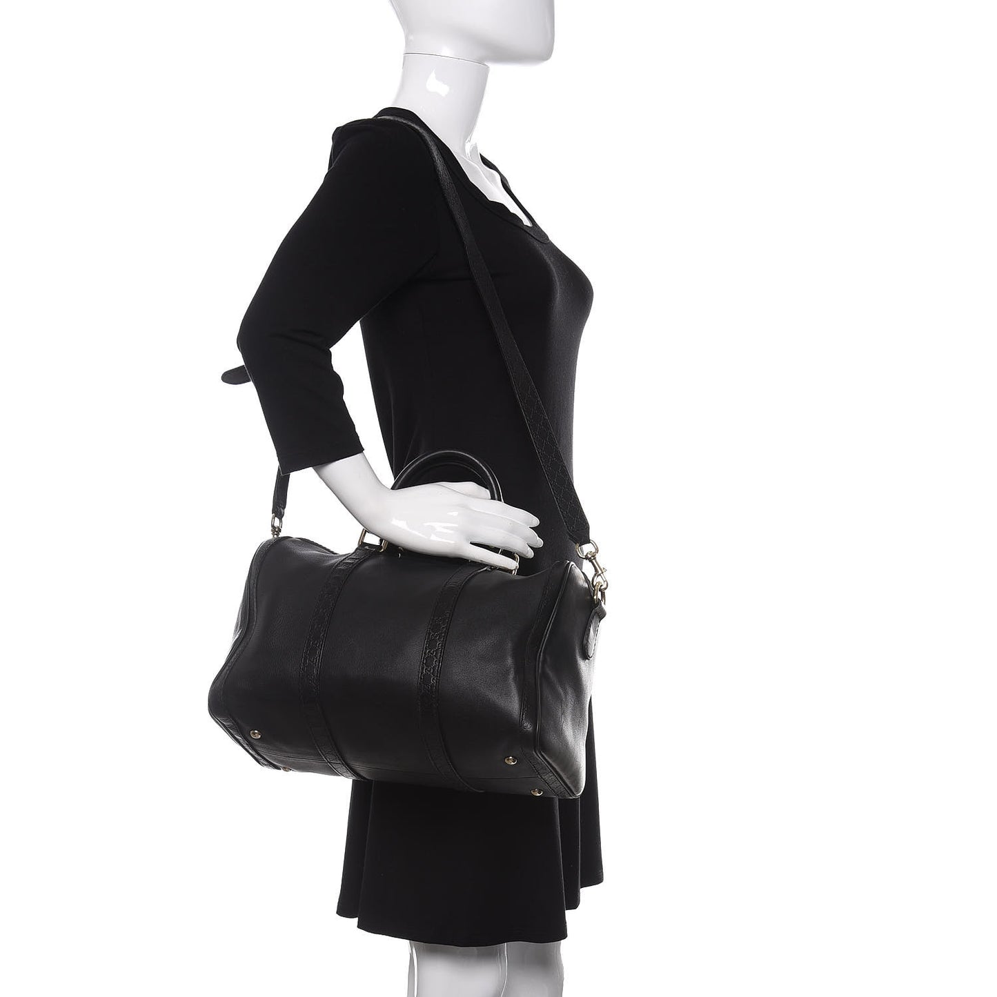 Calfskin Microguccissima Trim Medium Boston Black