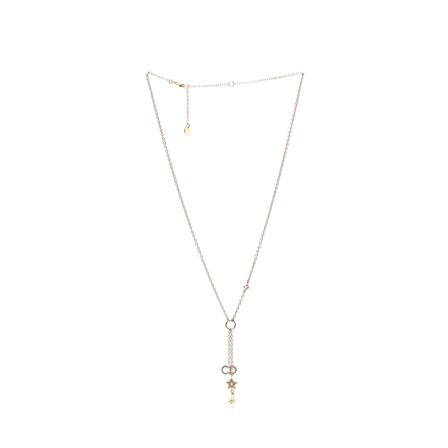 Crystal Pearl CD Shiny-D Tribal Long Necklace Gold